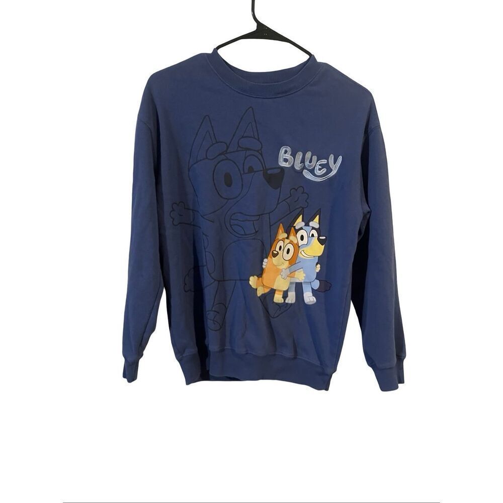 Bluey x Hybrid Apparel Womens Blue Soft Bluey and Bingo Graphic Sweatshirt Small
